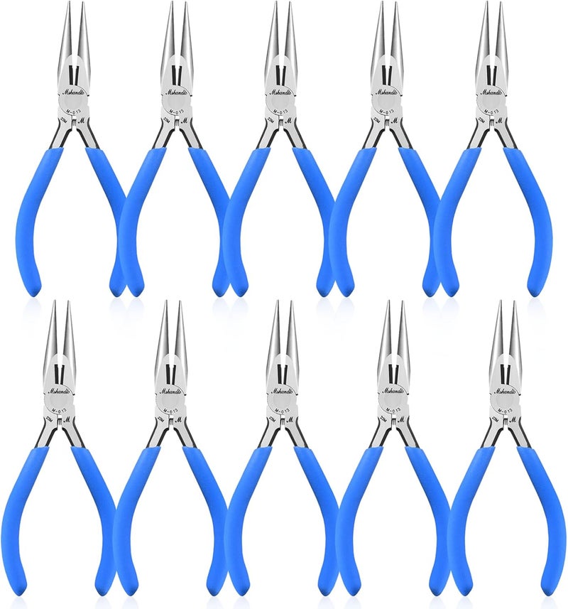 mshandto Needle Nose Pliers Set, 5" Long Nose Pliers for Wire Bending, 10 Pack High Carbon Steel Needle Nose Pliers, Serrated Jaw Pliers for Jewelry Making, Electronics, Object Grasping, Craft Making - Image 1